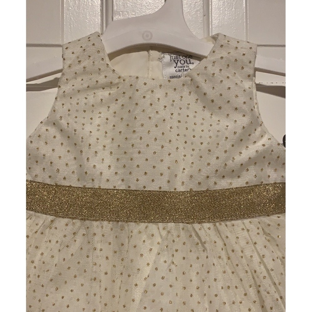 New Special Occasion Dress Carter's Just One You Gold Polka Dot  Size 3M Wedding - Picture 2 of 5